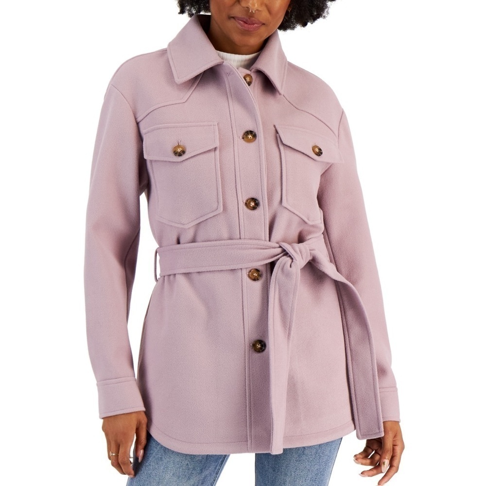 NEW CoffeeShop Juniors' Belted Shirt Jacket, coat Lavender, XL